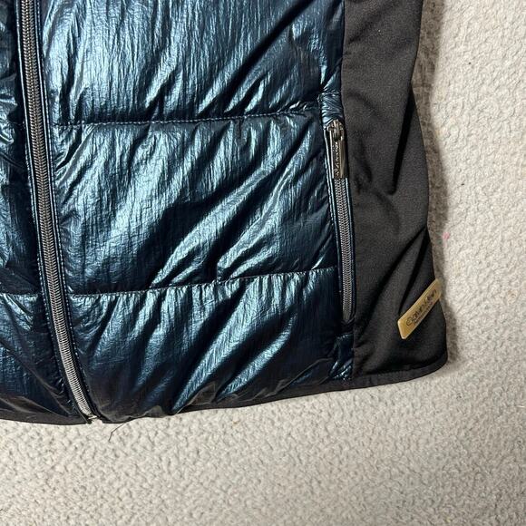 Calvin Klein Vest Womens L Blue Metallic Funnel Neck Puffer Repellent Full Zip - Picture 8 of 11